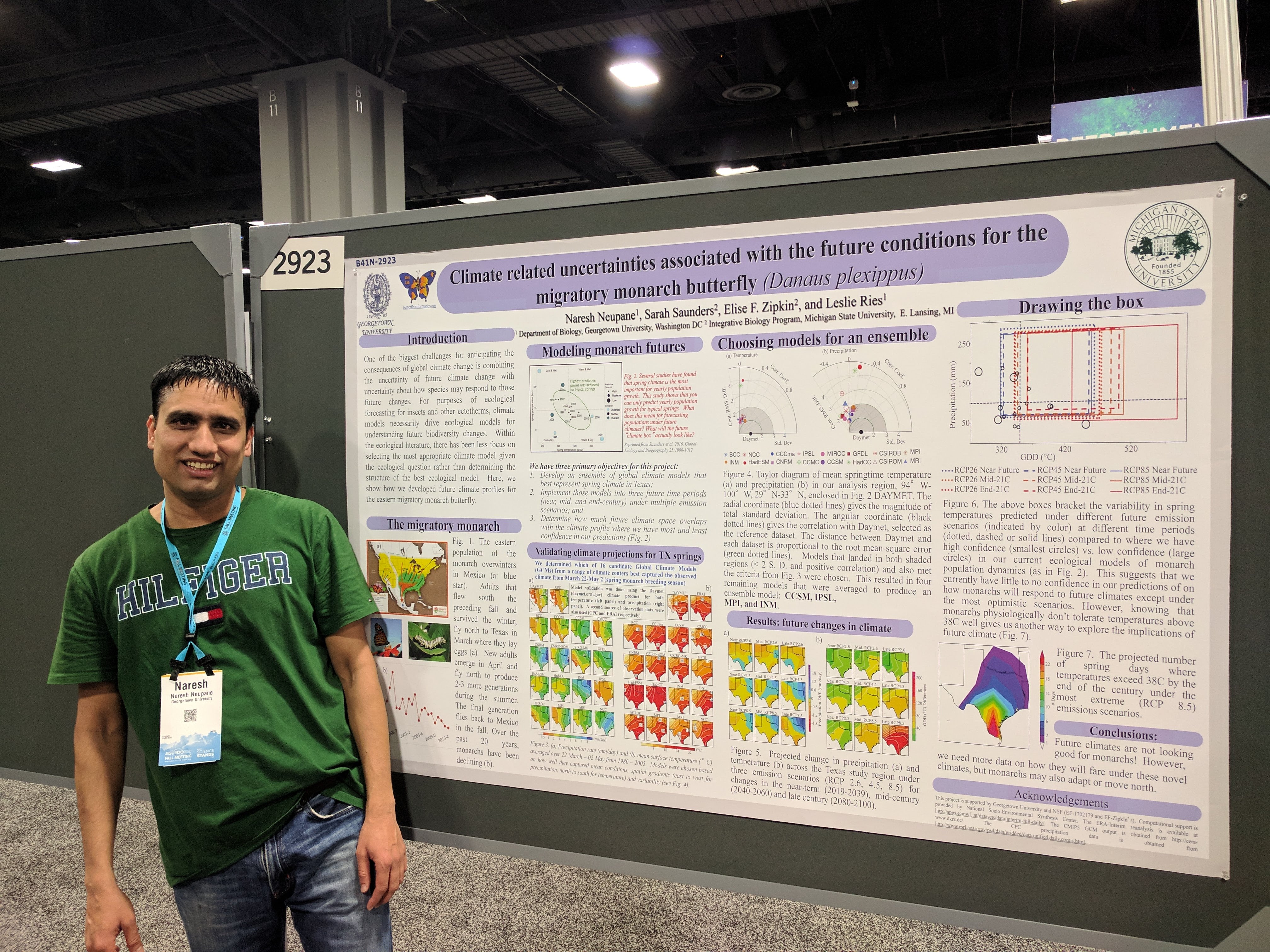 Standing in front of research poster at AGU/AMS conference in DC, 2018